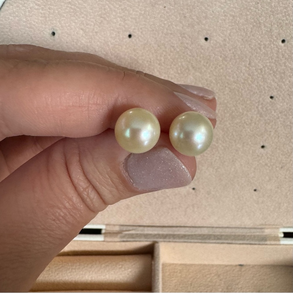 Large genuine pearl earrings